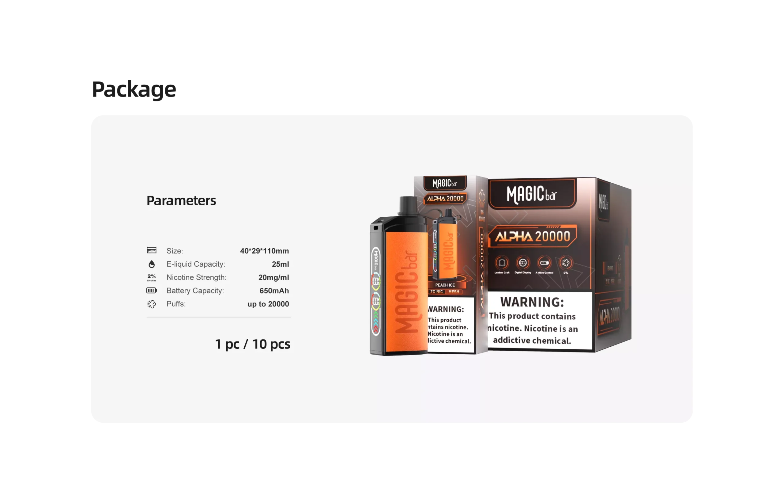European Warehouse Magic Bar Alpha 20000 Sbuffi a basso contenuto di nicotina Acquista la penna per vaporizzatori usa e getta ricaricabile Authentisch originale