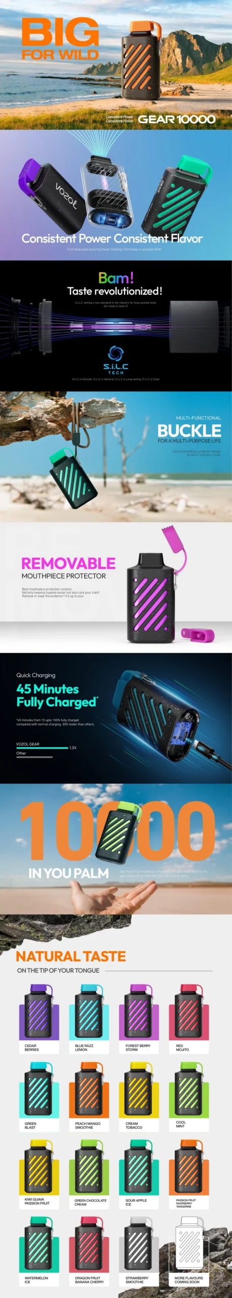 Europäisches Lager Vozol E-Zigarette 10000 Puffs Niedriger Nikotingehalt Kaufen Original Authentisch Aufladbare Einweg-Vapes Pen